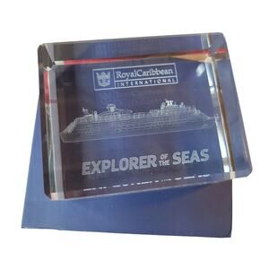 Explorer of the Seas glass block Paperweight Royal Caribbean crystal clear SHIP